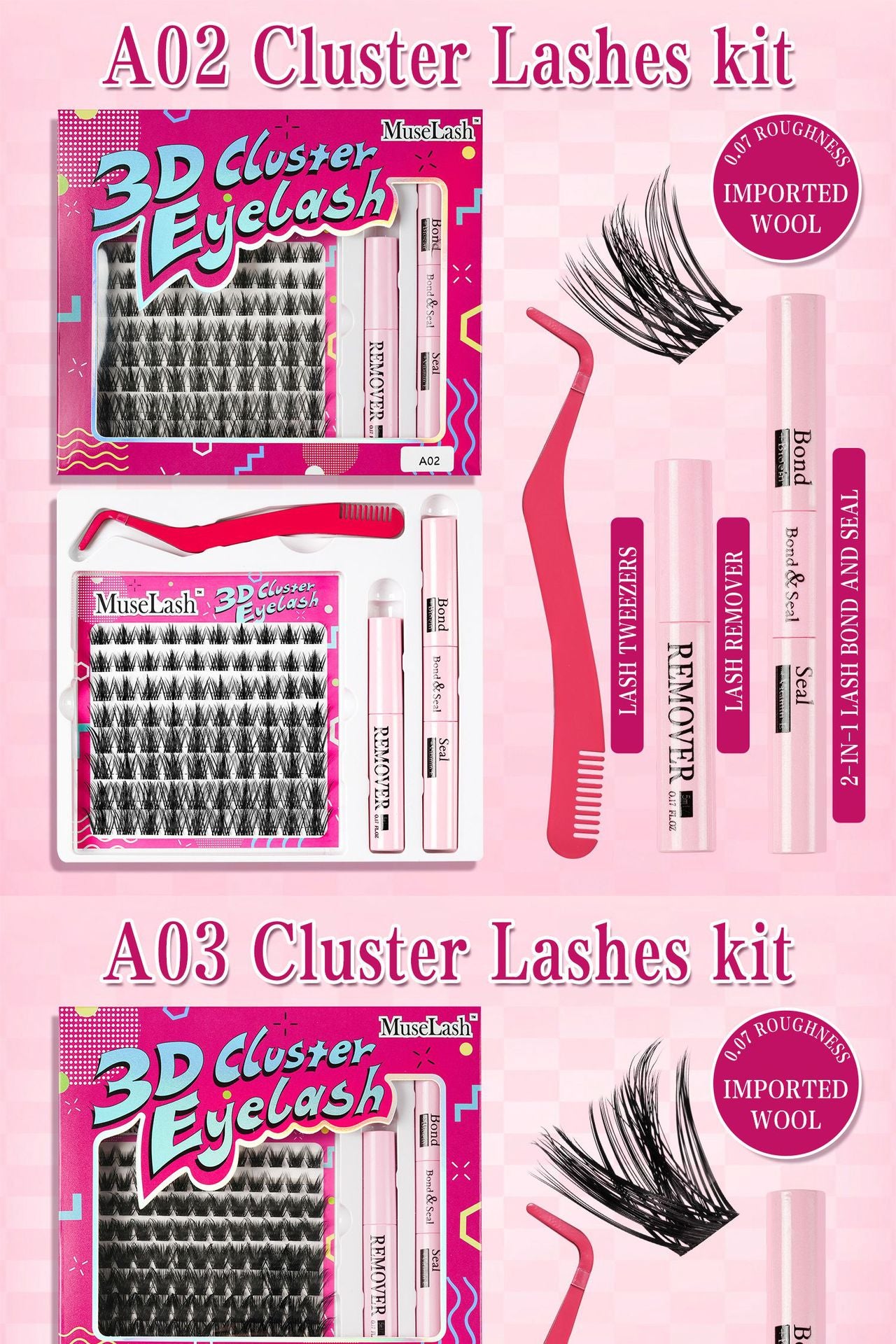 3D DIY Cluster Lashes Kit with Bond and Seal