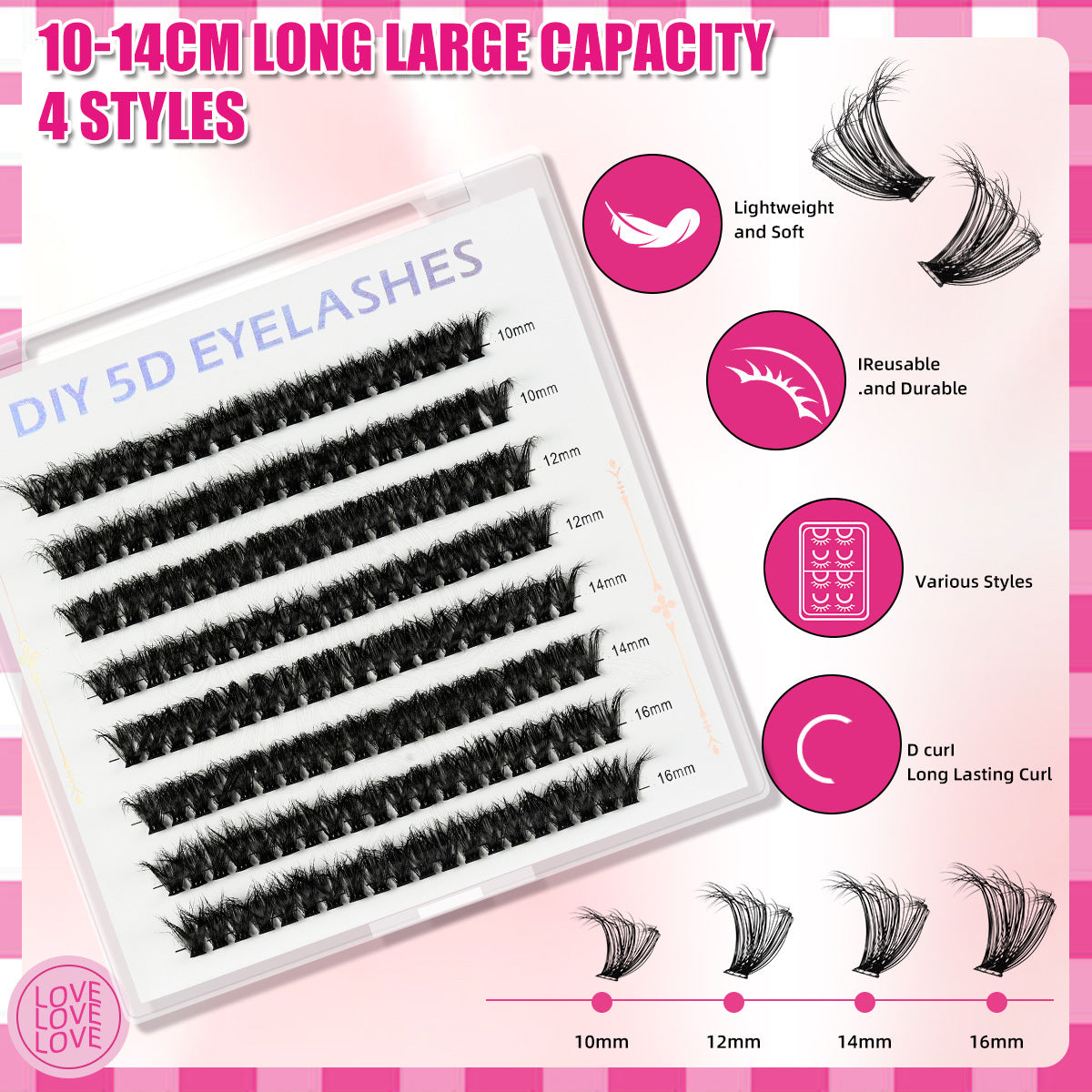 DIY 5D Volume Eyelashes Mixed Length Kit
