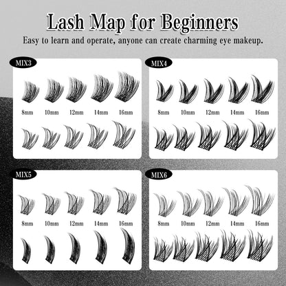 DIY Cluster Lashes Kit - Mixed Length Reusable Eyelash Extensions