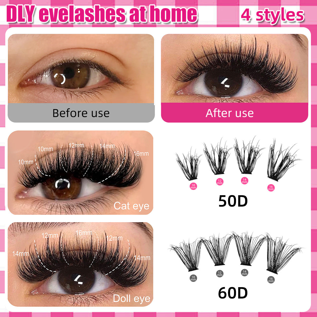DIY 5D Volume Eyelashes Mixed Length Kit