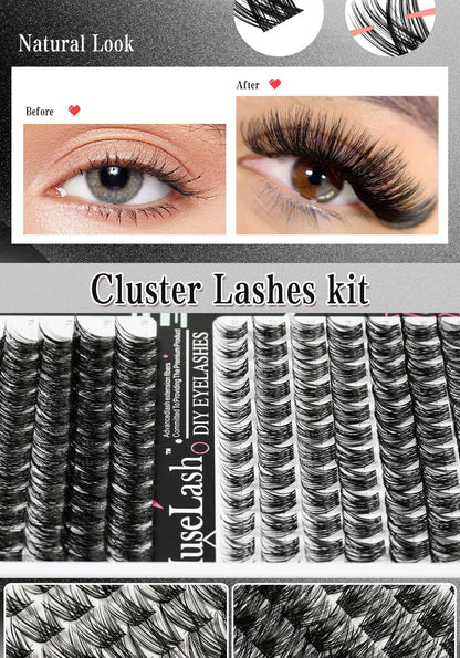 DIY Cluster Lashes Kit - Mixed Length Reusable Eyelash Extensions