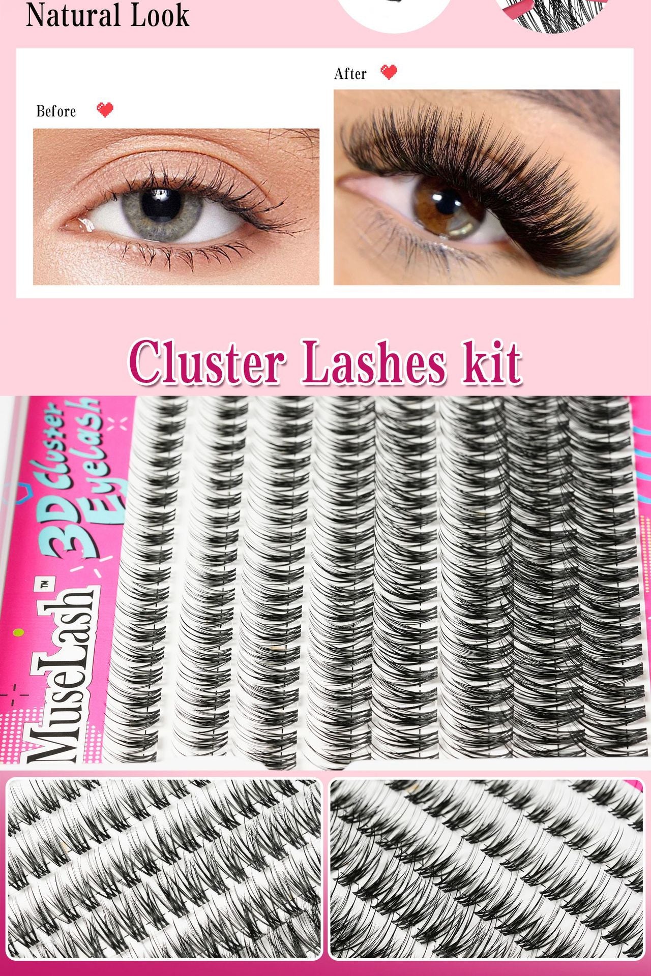 3D DIY Cluster Lashes Kit with Bond and Seal