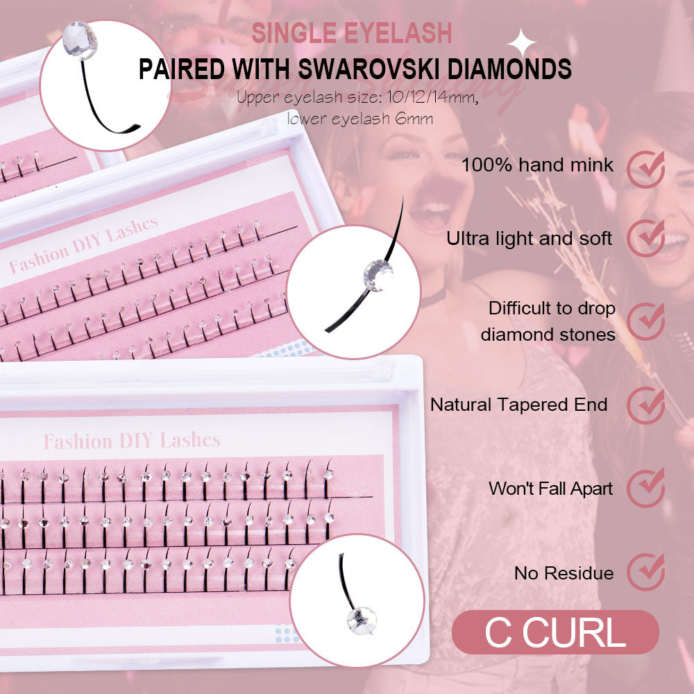 Crystal Glitter Individual Lashes With Flexible Lengths