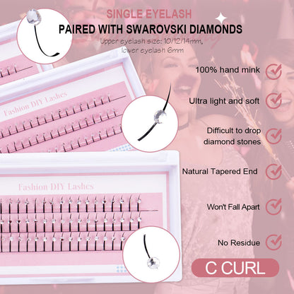 Crystal Glitter Individual Lashes With Flexible Lengths