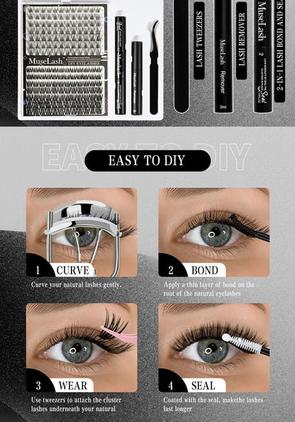 DIY Cluster Lashes Kit - Mixed Length Reusable Eyelash Extensions