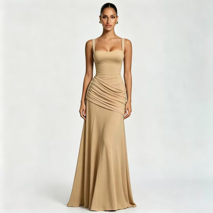Seraphina Ruched Corset Square Neck Maxi Dress