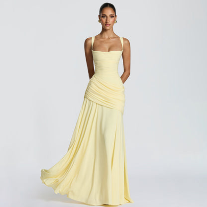 Seraphina Ruched Corset Square Neck Maxi Dress