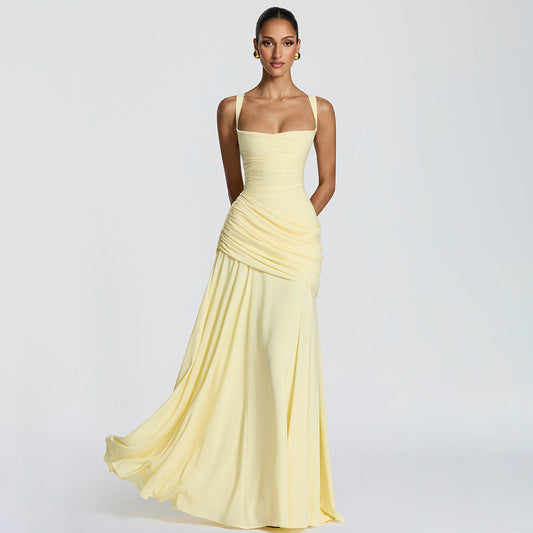 Seraphina Ruched Corset Square Neck Maxi Dress