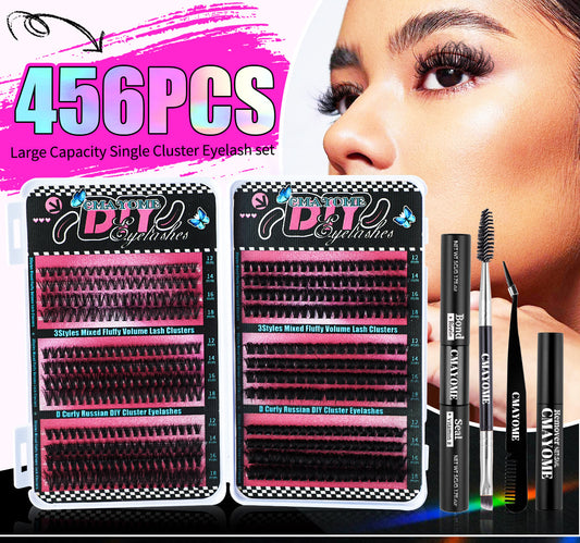 CMAYOME 456PCS D Curl Cluster Lashes Kit