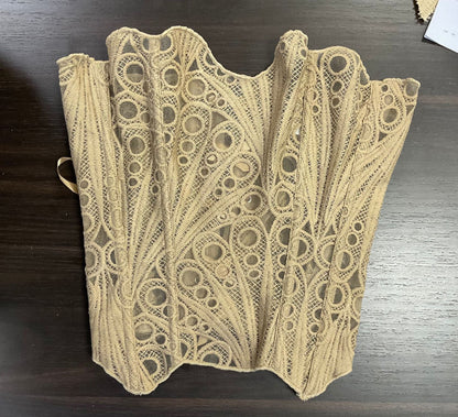 Multi-Color Embroidered Lace Strapless Corset Top