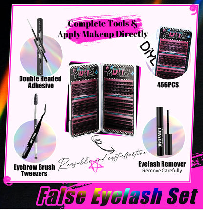 CMAYOME 456PCS D Curl Cluster Lashes Kit