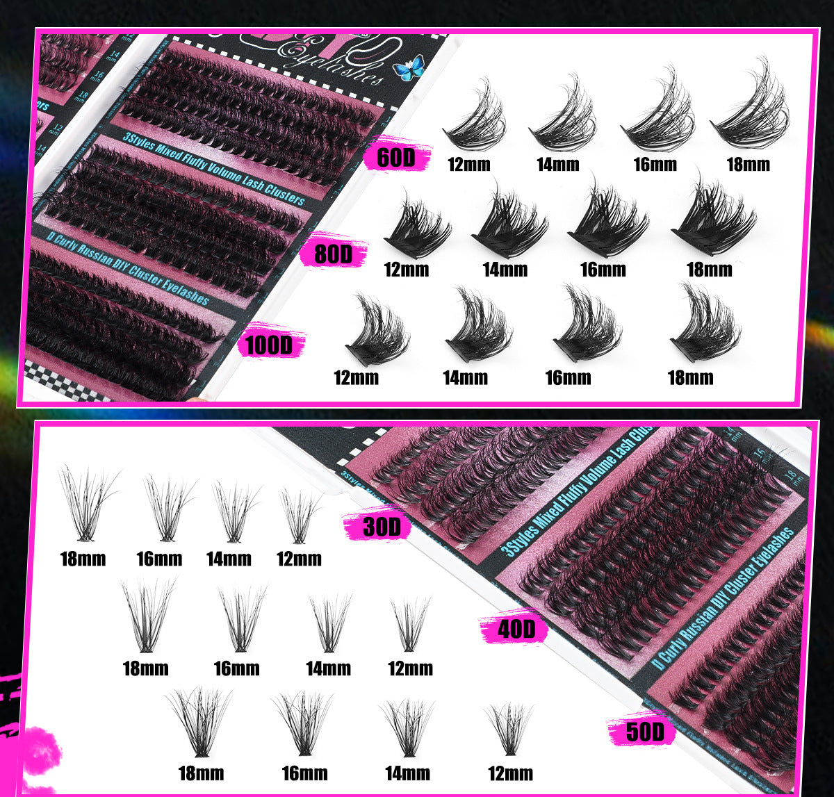 CMAYOME 456PCS D Curl Cluster Lashes Kit
