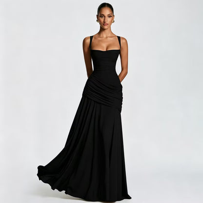Seraphina Ruched Corset Square Neck Maxi Dress