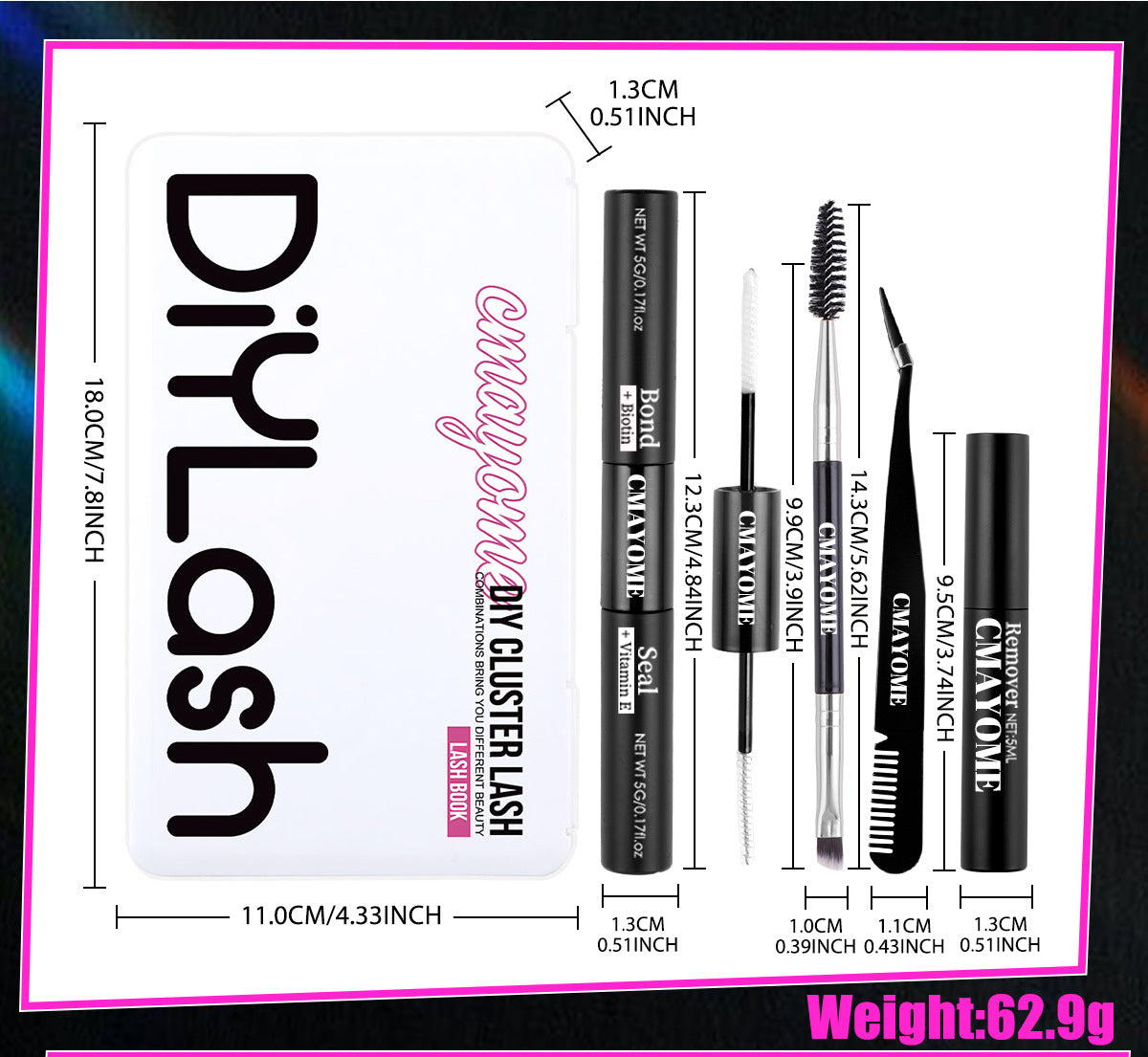 CMAYOME 456PCS D Curl Cluster Lashes Kit