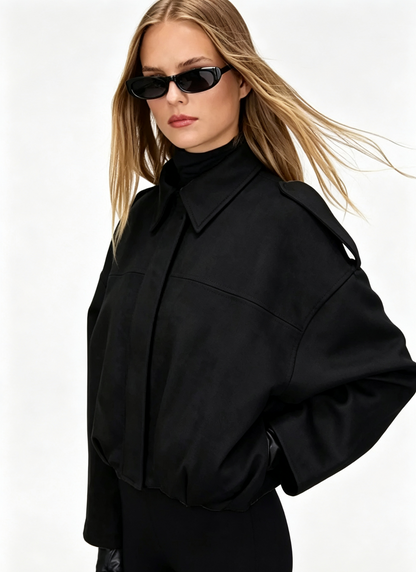 2026 Autumn Women’s Suede Pilot Jacket – Cropped Aviator Style