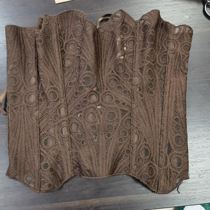 Multi-Color Embroidered Lace Strapless Corset Top