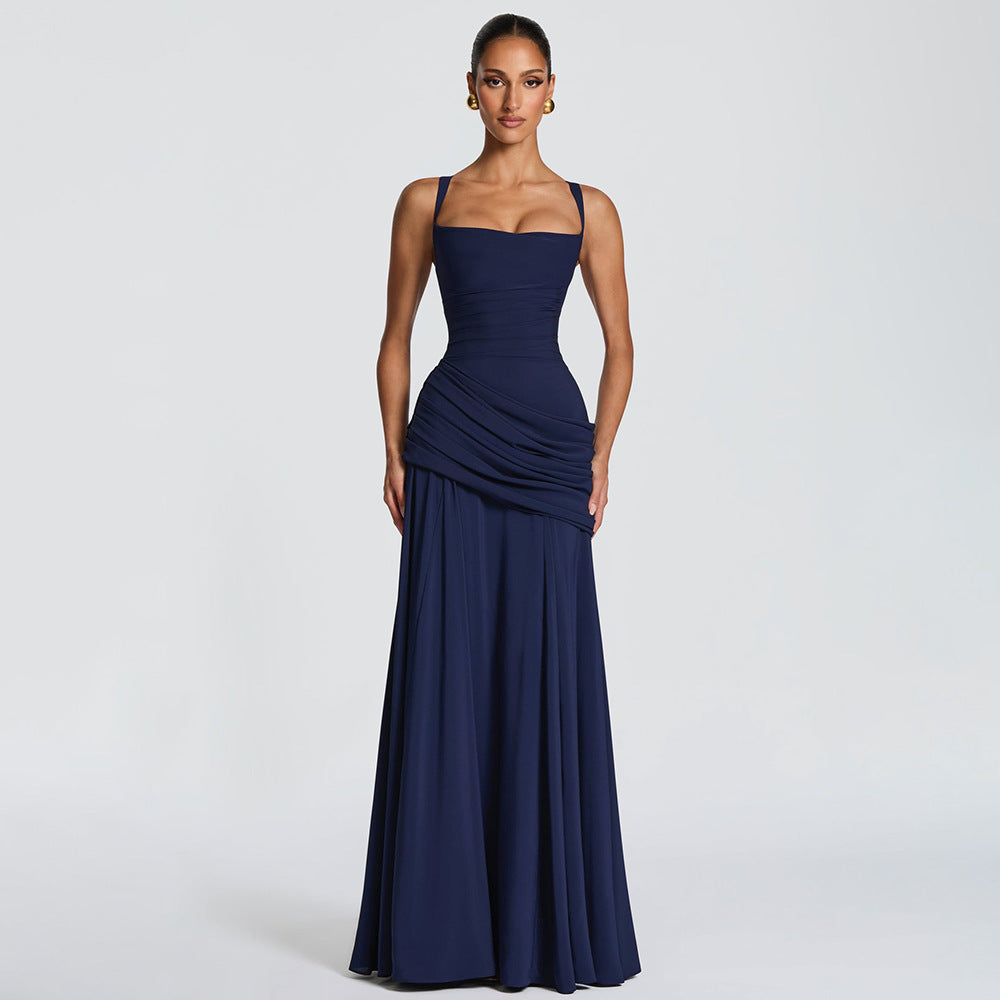 Seraphina Ruched Corset Square Neck Maxi Dress