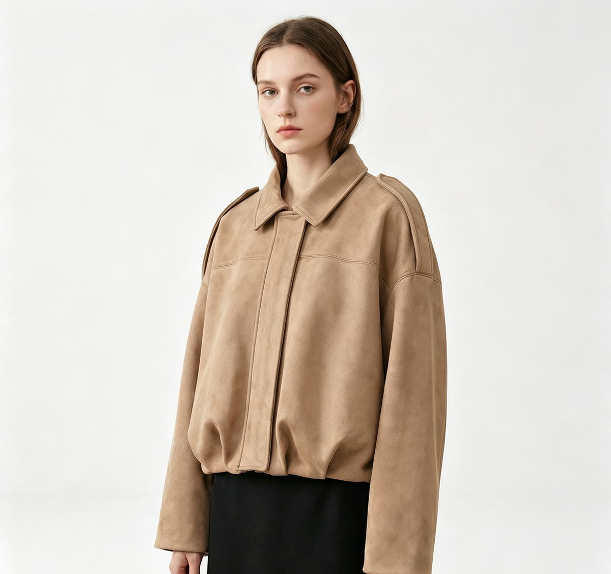 2026 Autumn Women’s Suede Pilot Jacket – Cropped Aviator Style