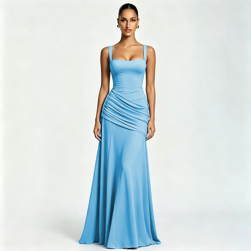 Seraphina Ruched Corset Square Neck Maxi Dress