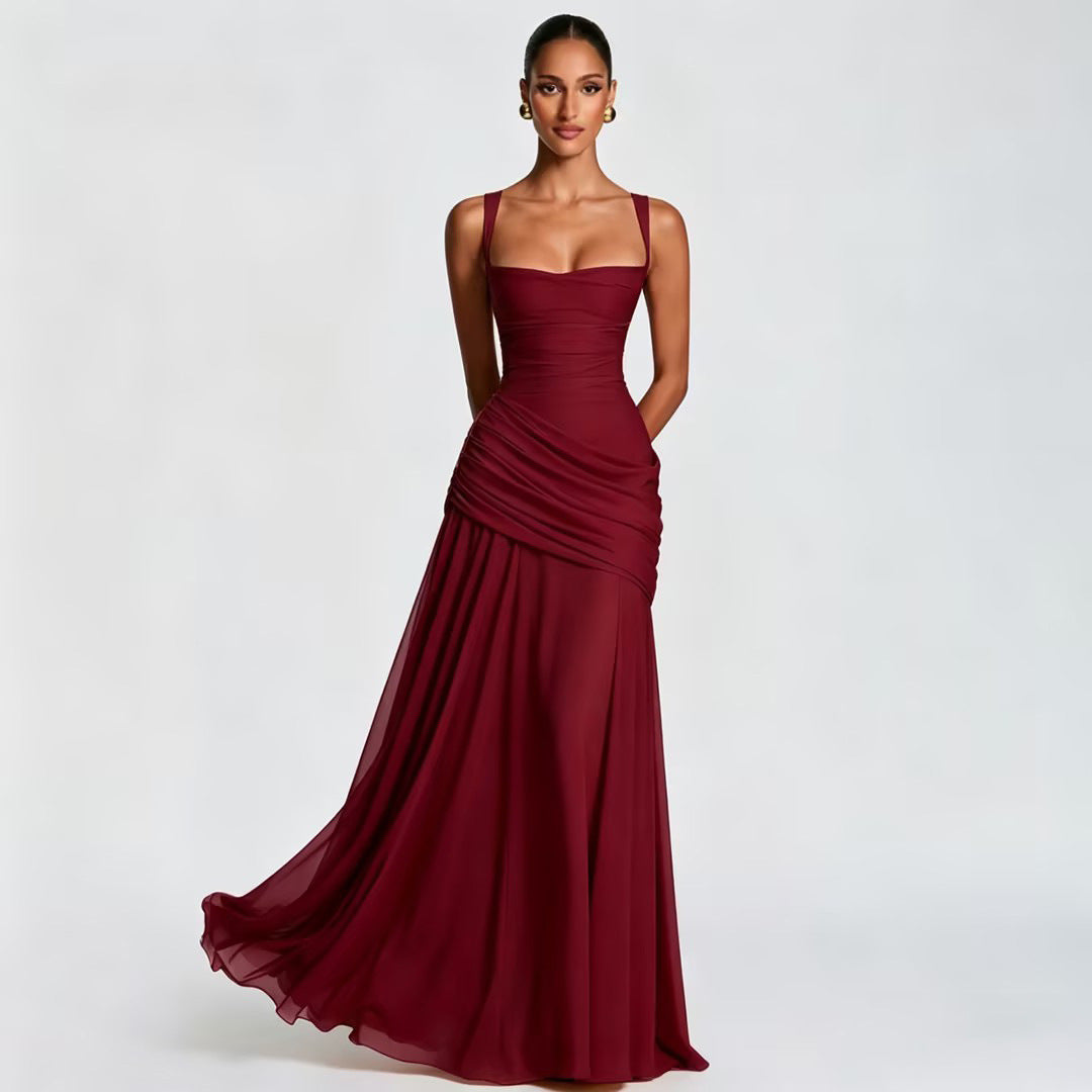Seraphina Ruched Corset Square Neck Maxi Dress