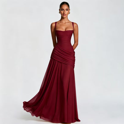 Seraphina Ruched Corset Square Neck Maxi Dress