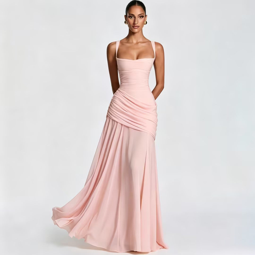 Seraphina Ruched Corset Square Neck Maxi Dress