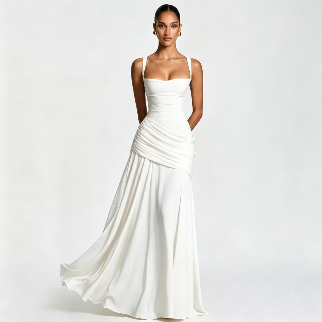 Seraphina Ruched Corset Square Neck Maxi Dress