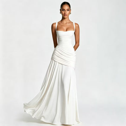Seraphina Ruched Corset Square Neck Maxi Dress