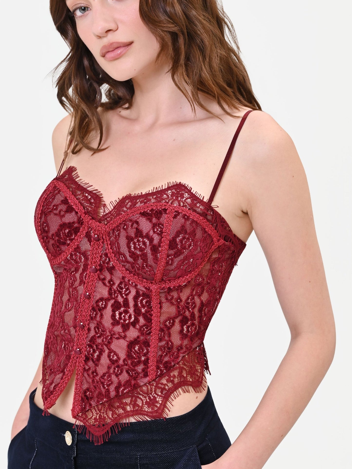 Lace Corset Cami Top with Built-in Padding