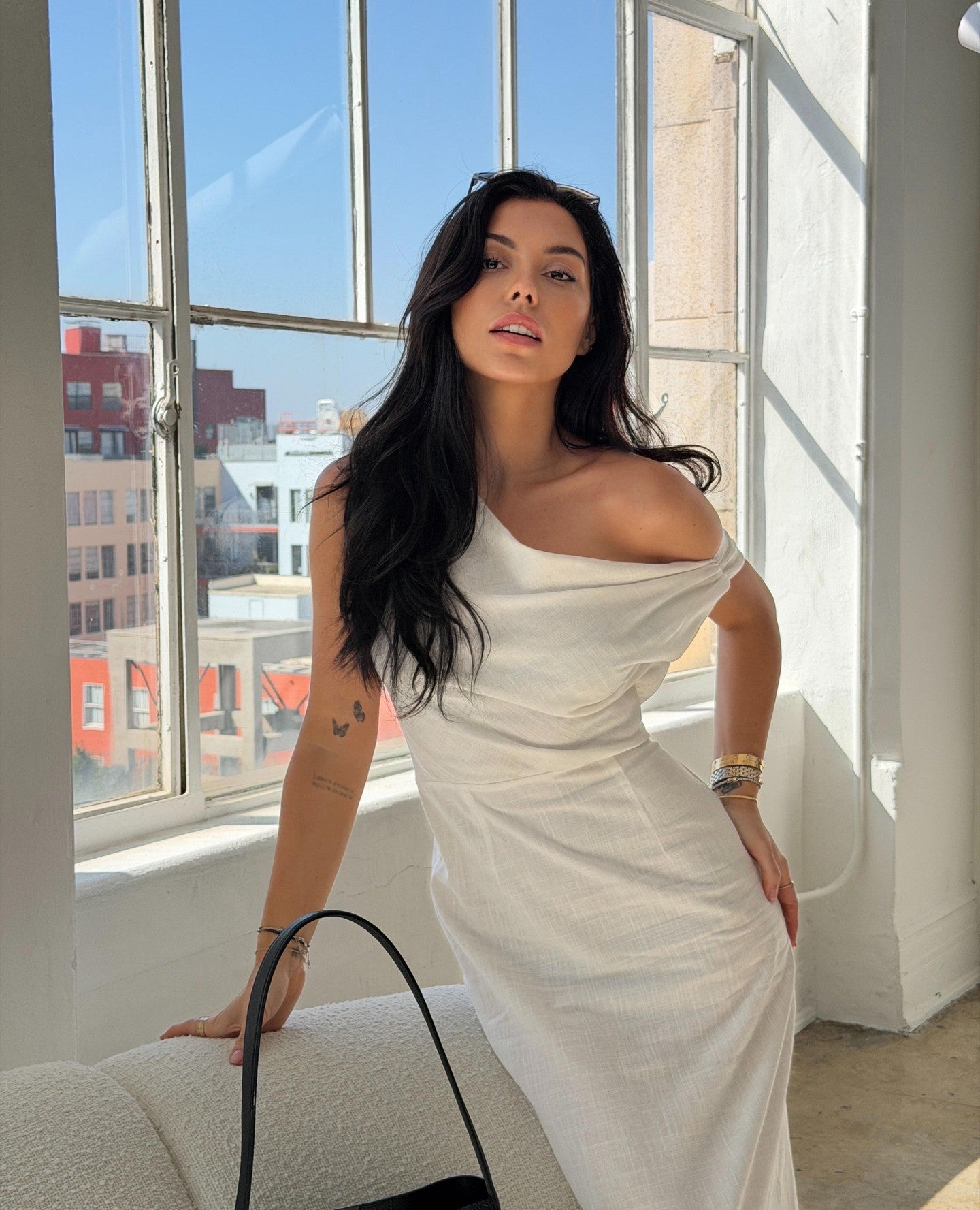 Off-Shoulder Waist-Cinched Maxi Dress