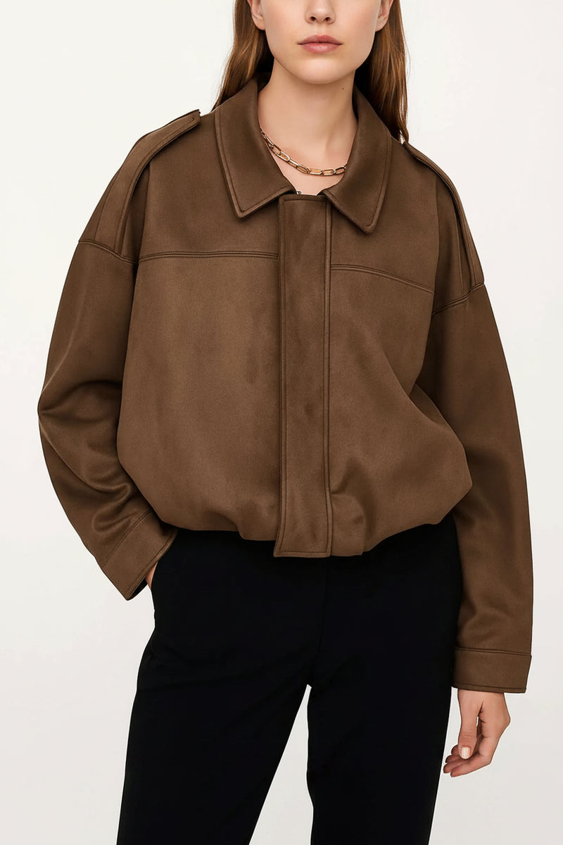 2026 Autumn Women’s Suede Pilot Jacket – Cropped Aviator Style