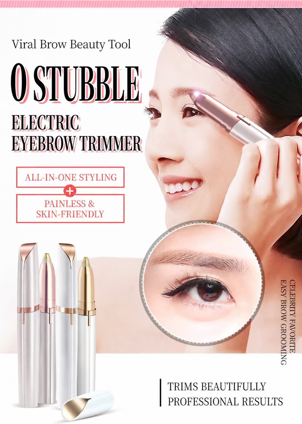 Painless Electric Eyebrow Epilator USB Rechargeable Shaver