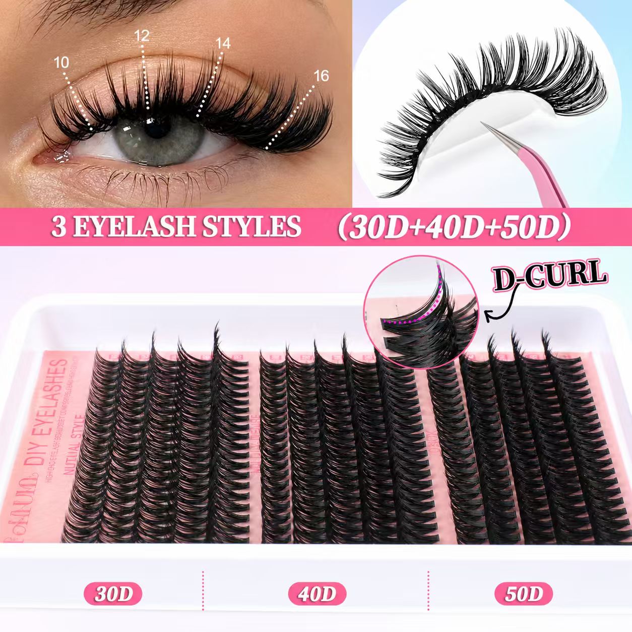 300PCS Multi-D DIY Cluster Lashes Kit